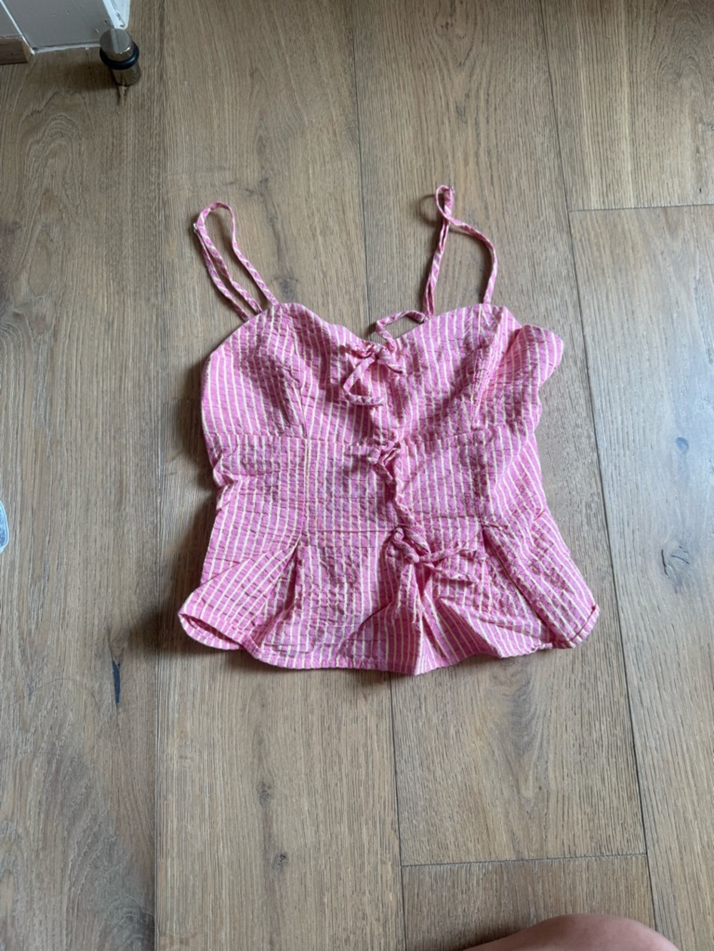 Zara Pink Striped Tie-Front Cami